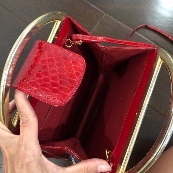 Stuart Weitzmann Vintage Red Small leather evening purse - Picture 2 of 6